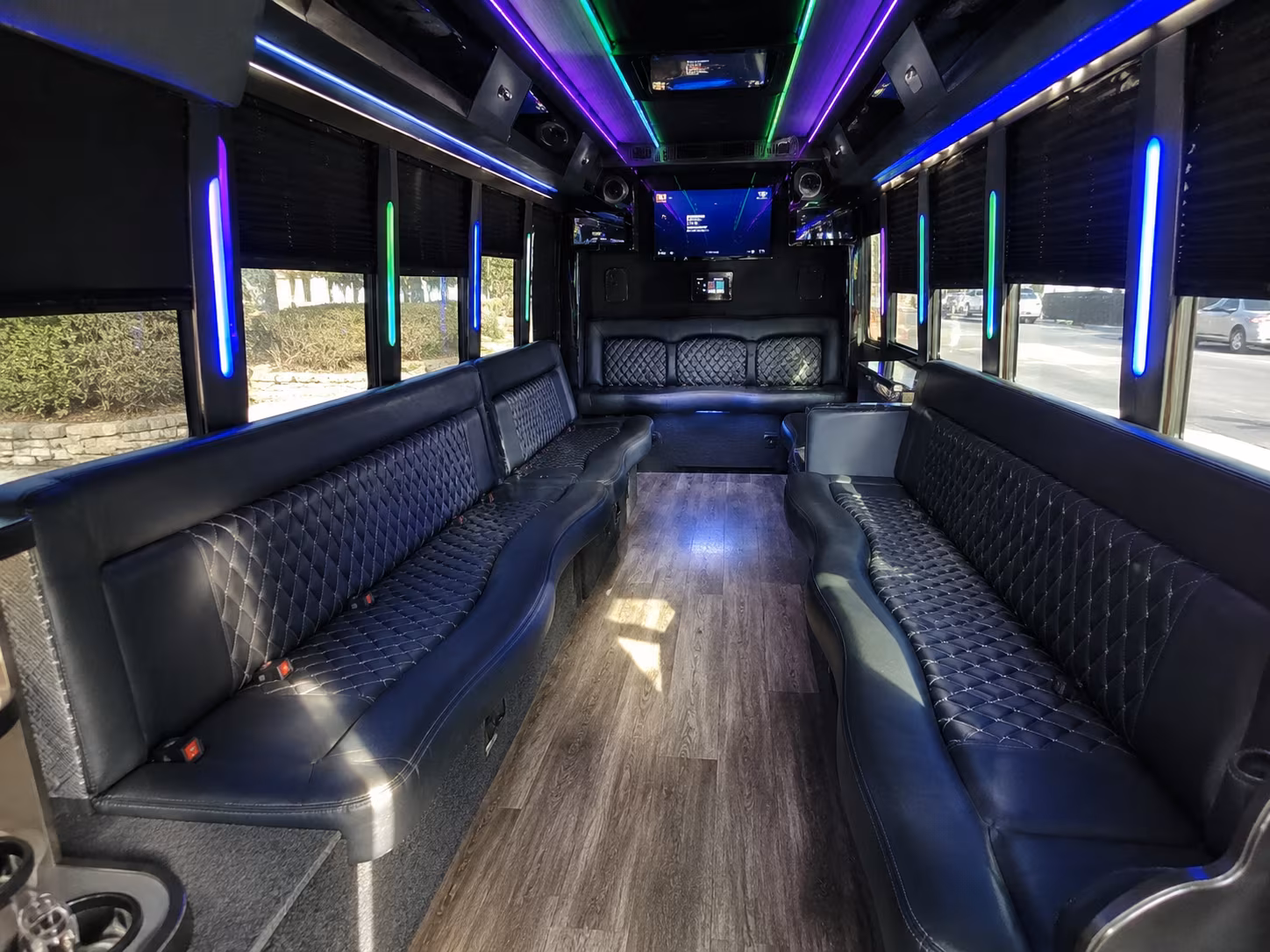 longmont 15 passenger party bus interior