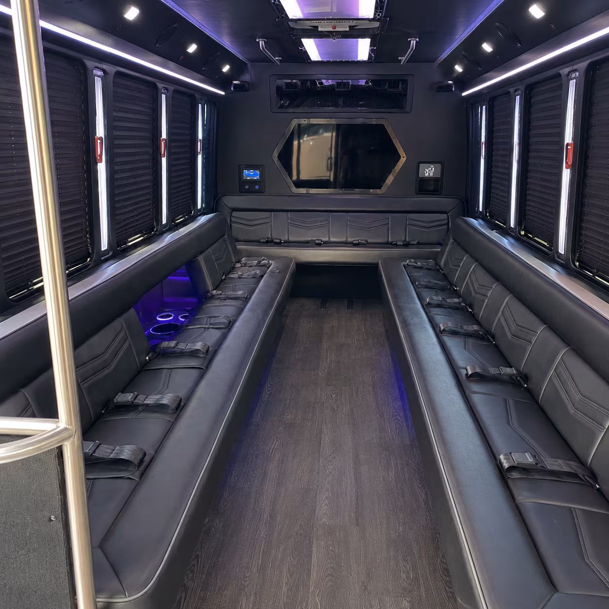 longmont 18 passenger party bus interior