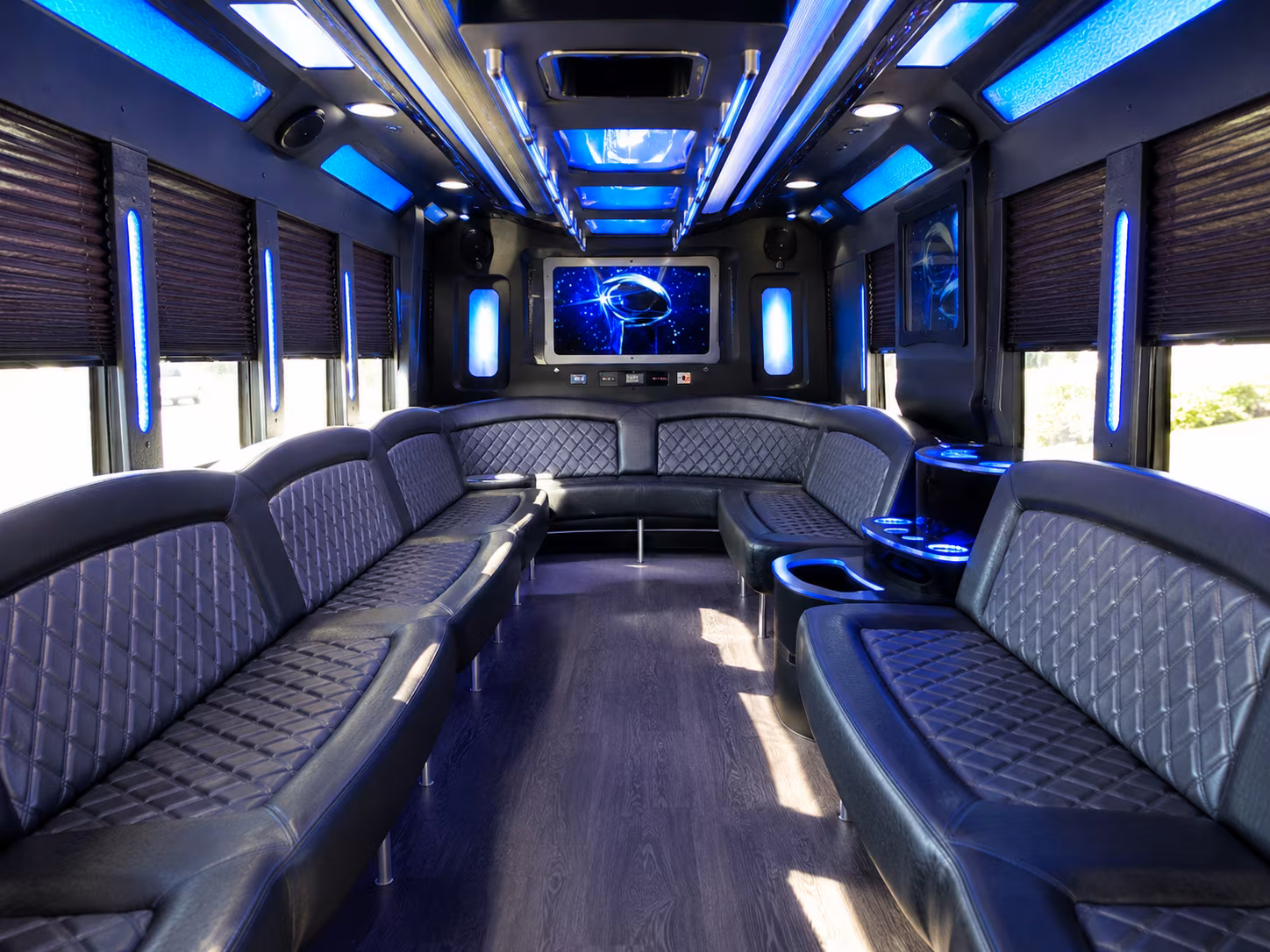 longmont 28 passenger party bus inside