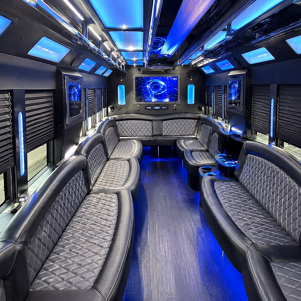 longmont 50 passenger party bus interior